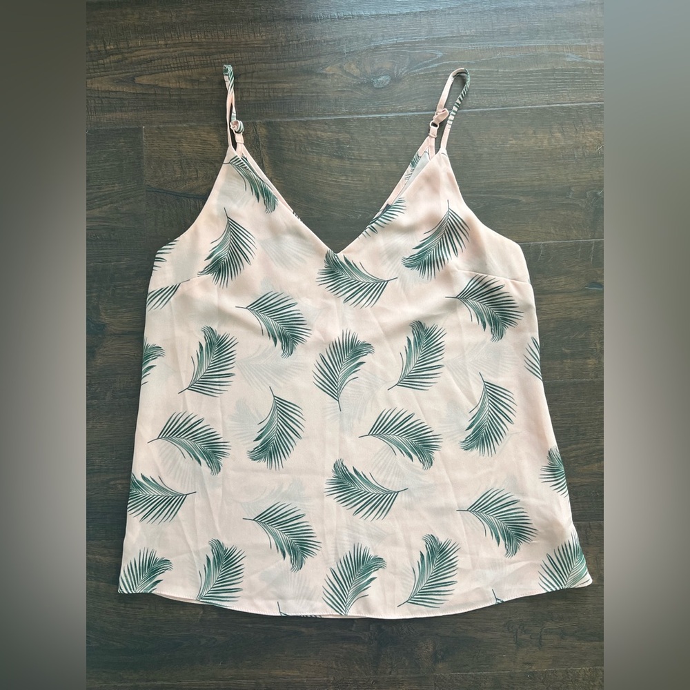 Primark Pink and Green Leaf Cami Top